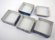 An antique Japanese blue and white porcelain four sectional bento box with phoenix decoration, Meiji period, 19th century, ​​​​​​​26cm high. - 6