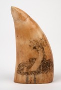 A pair of scrimshaw whale's teeth with animal decoration, 9.5cm high. - 5