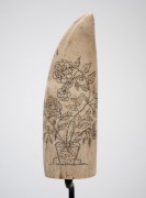 A scrimshaw whale's tooth with floral decoration, mounted on later bespoke stand, the tooth 14cm high. - 2