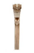 An antique carved whalebone apple corer carved with sweetheart and initials "F.I.", 19th century, 14.5cm long.