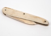 A sailor's antique pocketknife crafted from whale's tooth, 19th century, 13.5cm long when open. - 4