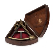 G. HEATH antique English ebony and brass octant with ivory register plate and maker's plaque, remains of original paper label and housed in original mahogany case, 19th century, the case 33cm high.