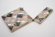 An antique mother of pearl and abalone shell calling card case, 19th century, 10.5cm high. - 3