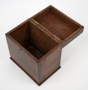 An antique timber box with inlaid top and transfer floral decoration, 19th/20th century, 24cm high, 23cm wide, 16cm deep. - 2