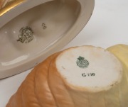 ROYAL WORCESTER antique English porcelain nautical themed shell bowl and dolphin bon bon dish, (2 items), green factory marks, ​​​​​​​the larger 12cm high. - 3