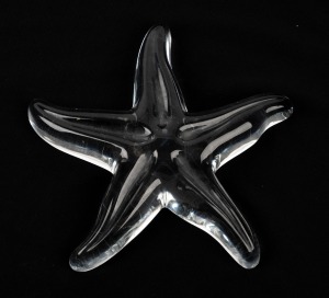BACCARAT French crystal starfish paperweight, 20th century, circular acid etched mark, ​​​​​​​13cm wide.