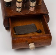 An Australian cedar folk art cotton reel sewing tidy with whale bone fittings, 19th/20th century, ​​​​​​​18cm high. - 3