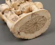 An antique Japanese carved ivory and bone okimono figural group, Meiji period, 19th/20th century, ​​​​​​​16cm high. - 3