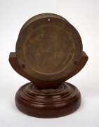 SHIP'S TIME maritime bulkhead clock in brass case with quartz movement, mounted on an attractive turned timber stand, 20th century, ​​​​​​​24cm high overall. - 3
