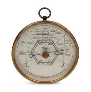 TAYLOR INSTRUMENT Co. vintage American brass cased aneroid barometer, circa 1920s, 13cm diameter.