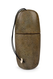 An antique Japanese shagreen sagemono tobacco pouch, Meiji period, 19th century, 17cm high.