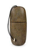 An antique Japanese shagreen sagemono tobacco pouch, Meiji period, 19th century, ​​​​​​​17cm high.