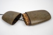 An antique Japanese shagreen sagemono tobacco pouch, Meiji period, 19th century, ​​​​​​​17cm high. - 2