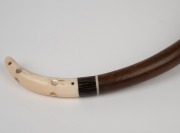 An antique maritime folk art dipping ladle, handsomely crafted from whalebone, coconut, hardwood and pearl shell, attractively finished with love heart decoration where the bowl and the shaft join, 19th century, ​​​​​​​38cm long. - 3