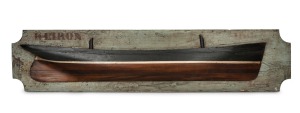 "KEIRON" antique half hull boat model with original painted finish, 19th century, 97cm wide.