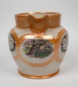 SUNDERLAND WARE antique English lustre pottery jug with tallship vignettes and limericks, titled "Jacks Safe Return", circa 1840s, 23cm high, 30cm wide. - 2