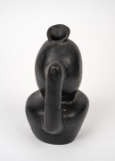 An antique pottery Moche jug with face decoration and black painted finish, Peruvian origin, 17cm high. - 4