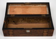 An antique English walnut glove box with domed top and Tunbridge inlaid decoration, mid 19th century, 9cm high, 27cm wide, 10cm deep. - 2