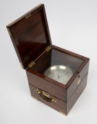 THOMAS HEWITT antique English chain fusee 56 hour marine chronometer with silvered dial, subsidiary seconds dial, housed in original three tier mahogany case with brass gimbal mounts, circa 1840s, the case 17cm high. - 3