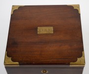 THOMAS HEWITT antique English chain fusee 56 hour marine chronometer with silvered dial, subsidiary seconds dial, housed in original three tier mahogany case with brass gimbal mounts, circa 1840s, the case 17cm high. - 4