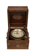 ULYSSE NARDIN antique 56 hour chain fusee marine chronometer housed in a three tier brass bound mahogany case, 19th/20th century, ​​​​​​​19cm high.