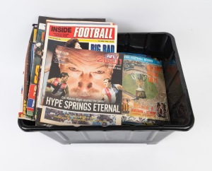 An unsorted accumulation of Football Record issues spanning the 1970s to the 2000s, including two Grand Finals and eleven Finals issues, plus a small quantity of other football magazines of similar vintage including Football Life and Inside Football. (180
