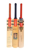 Three full-size "Gray-Nicolls" cricket bats, signed to the blade by Ian Chappell, Matthew Hayden, and Paul Reiffel respectively, each bearing some of the relevant player's career statistics; length of each 85cm.