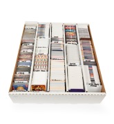 A filing box containing a large quantity of sorted AFL trading cards, mostly Select; card series span the years 1994 to 2024; all in excellent condition. (Likely 4000+ cards)