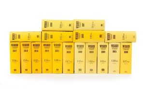 WISDEN CRICKETERS' ALMANACKS: A group of hardcover editions comprising the years 2000-2011 and 2014-2017, plus one 2009 duplicate; all dust jackets present. (17 items)