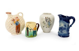 GOLF CERAMICS: A group including pieces by Crown Devon and Diana; the tallest 18.5cm. (4 items)