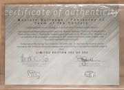 WESTERN BULLDOGS TEAM OF THE CENTURY: Limited edition [#393/500] reproduction of the 2002 Jamie Cooper oil painting, Official AFL Memorabilia, signed by the artist as well as players Brad Johnson and Charlie Sutton; framed and glazed, CoA present, 69 x 95 - 2