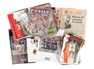 ST KILDA: An archive of 1980s-2000s club literature, including issues of The Saint (69), Annual Reports and Balance Sheets (24), calendars (6), and much else besides. (qty.)