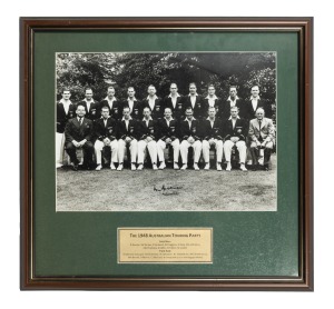 DON BRADMAN: Original signature in permanent marker on photograph print of the 1948 Australian Touring Party; framed and glazed, 49 x 51cm overall.