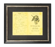 RICHMOND 1973 PREMIERSHIP: The programme/menu from the November 13th VFL Premiership dinner held in the main dining room at the Melbourne Cricket Club, with no fewer than eighteen signatures, including those of Kevin Bartlett, Francis Bourke, Laurie Fowle
