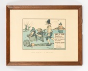 FRAMED ITEMS - GOLF: A group of five early-20th century Charles Crombie/Perrier "Rules of Golf" prints, together with some cigarette card reprints and a watercolour; the largest 30.5 x 38cm overall. (7 items) - 3