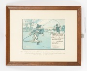 FRAMED ITEMS - GOLF: A group of five early-20th century Charles Crombie/Perrier "Rules of Golf" prints, together with some cigarette card reprints and a watercolour; the largest 30.5 x 38cm overall. (7 items) - 4