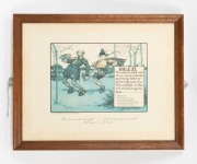 FRAMED ITEMS - GOLF: A group of five early-20th century Charles Crombie/Perrier "Rules of Golf" prints, together with some cigarette card reprints and a watercolour; the largest 30.5 x 38cm overall. (7 items) - 5