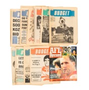 TONY LOCKETT: A nice signature on cover of 1999 AFL Record, together with thirteen issues of the Broken Hill Football League "Budget" small-format newspaper (mostly 1970s). (14 items)