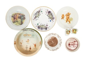 A collection remainder comprising eight golf ceramics, mostly saucers; manufacturers comprise Fenton, Foley, Grimwade's, Royal Worcester, Spode, and Wade.