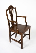 An antique English oak and elm provincial Hepplewhite armchair, 18th century, 103cm high, 58cm across the arms. - 2
