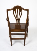 An antique English oak and elm provincial Hepplewhite armchair, 18th century, 103cm high, 58cm across the arms. - 3