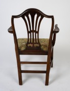 An antique English mahogany framed Hepplewhite armchair, 18th century, 99cm high, 62cm across the arms. - 3