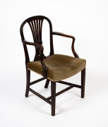 An antique English mahogany Hepplewhite armchair with fretted back splat, 18th century, 95cm high, 52cm across the arms. - 2