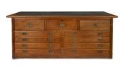 ROYAL AUSTRALIAN NAVY ship's chart table, Australian blackwood, red pine and Baltic pine, fitted with eleven drawers, early 20th century, 91cm high, 227cm wide, 98cm deep.