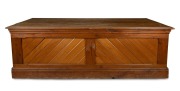 An antique Australian kauri pine and Baltic pine shop counter, 19th century, 82cm high, 243cm wide, 120cm deep.