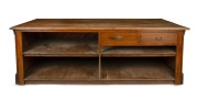 An antique Australian kauri pine and Baltic pine shop counter, 19th century, 82cm high, 243cm wide, 120cm deep. - 2