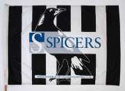 COLLINGWOOD: A 1990s nylon flag by Carroll and Richardson, featuring club logo and Spicers sponsorship branding (likely cheer squad issue); flag dimensions 88 x 125cm. - 2