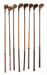 HICKORY GOLF CLUBS - BRASSIES: An early-20th century group, with designations including "Cyril Fryer Special", "Gibsons Kinghorn", "St Andrews Special", "E.F. Donovan Special", and others. (8 items)