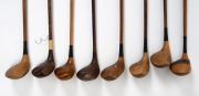 HICKORY GOLF CLUBS - BRASSIES: An early-20th century group, with designations including "Cyril Fryer Special", "Gibsons Kinghorn", "St Andrews Special", "E.F. Donovan Special", and others. (8 items) - 3