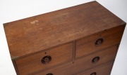 An antique Anglo-Indian teak two part military campaign chest with recessed turned drawer pulls and flush fitted brass hardware, 19th century, ​​​​​​​98cm high, 91cm wide, 44cm deep. - 4